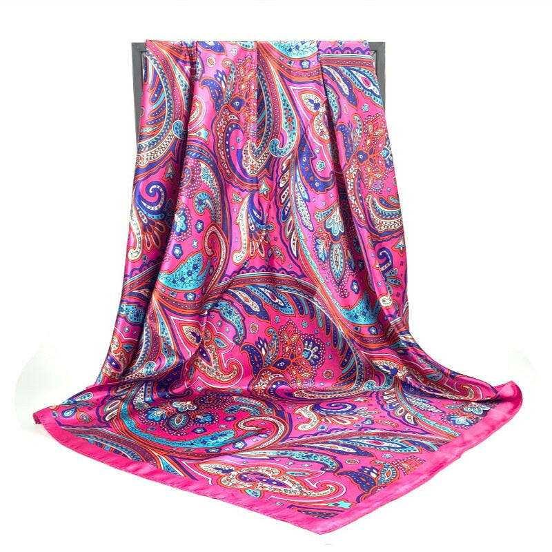 90*90cm Luxury Brand Square Scarf Fashion Beach Women Head Silk Wrap Spring Summer Shawl Ladies Foulard Bandanna Muffler hijab