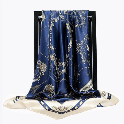 90*90cm Luxury Brand Square Scarf Fashion Beach Women Head Silk Wrap Spring Summer Shawl Ladies Foulard Bandanna Muffler hijab