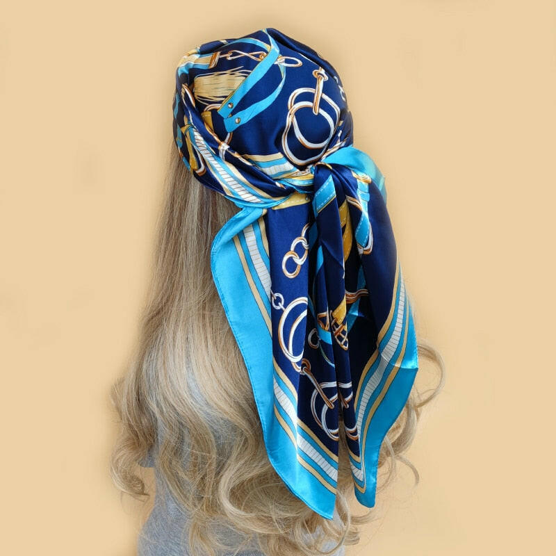 90*90cm Luxury Brand Square Scarf Fashion Beach Women Head Silk Wrap Spring Summer Shawl Ladies Foulard Bandanna Muffler hijab